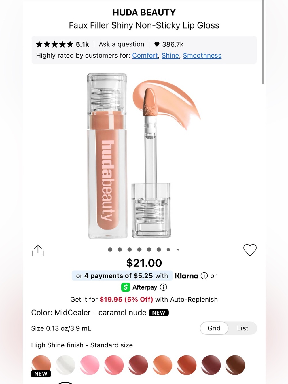 Huda Beauty faux filler shiny non sticky lip gloss!. Brand new!